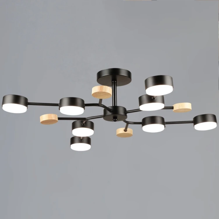 Люстра на штанге Reluce 03860-0.3-08 BK+WOOD GX53