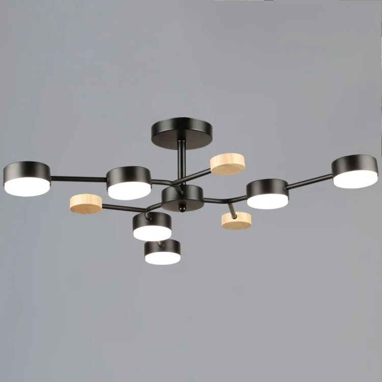 Люстра на штанге Reluce 03860-0.3-06 BK+WOOD GX53